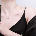 Sterling Silver Square Crystal Necklace with Diamond Accents-0-2
