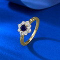 wholesale S925 Silver Jewelry 40mm Blue Sunflower Fashion Ring for Spring and Summer Seasons-0-2