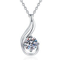 Sterling Silver 1-Carat Moissanite Infinity Note Pendant Necklace-6.5mm high-carbon stone  925 silver