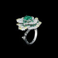 wholesale 925 Silver Gold-Plated Ring with High-Carbon Diamond, Kellyxie Muzo Green Oval Rose Secret Garden Women's Ring-0-4