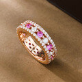 wholesale Rose Gold Plated S925 Sterling Silver Ring with Red Corundum and Multi-Color Gemstones,INS-0-2