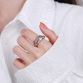 wholesale S925 Sterling Silver European and American Cross-Border Exaggerated Geometric Lines Irregular Niche Design Open Ring-0-2