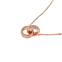 wholesale S925 Sterling Silver 0120 Korean Version Ins Niche Design Minimalist Double Circle Ring Diamond Grid Inlay Zircon Textured Necklace-Rose gold 925 silver