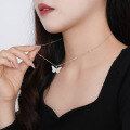 wholesale S925 Sterling Silver Retro Colorful Zircon Butterfly Necklace For Women, Cross-border Niche Luxury-0-5