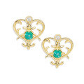 wholesale 18K gold jewelry wholesale, fashionable and trendy, niche and versatile, lightweight luxury style hollow-out emerald full-cut diamond earrings-0-4