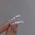 wholesale S925 Sterling Silver Adjustable Bamboo Knot Matte Textured Couple's Ring Set, an Ideal Gift-0-5