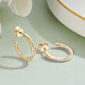 925 Sterling Silver Moissanite Semi-Hoop C Earrings-0-2