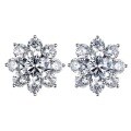 wholesale S925 Sterling Silver Women's Korean Style Minimalist Floral Zircon Earrings for Cross-border Dropshipping-0-4