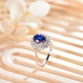 wholesale 18K White Gold Princess Diana Style 2-Carat Royal Blue Sapphire Ring Classic Double-Layer Full Diamond Lab-Grown Gemstone Ring-0-5