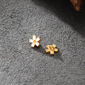 wholesale Metal S925 Silver Ancient Gold Fired Enamel Small Floral Clasp Silver Gold-Plated Button Daisy End Clasps for DIY Jewelry Accessories-0-3