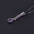 wholesale S925 Silver Inlaid Natural Gemstone Necklace Pendant with Luxurious High-End Natural Amethyst-0-3
