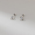 wholesale S925 Sterling Silver Exquisite Minimalist Design Single Diamond Cross Twist Thread Stud Earrings M06019-0-3