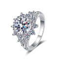 S925 Sterling Silver 3ct Moissanite Sunflower Ring for Women Wholesale-0-3