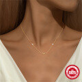 wholesale S925 Sterling Silver Simple Pearl Bow Layering Choker Necklace,。-0-1