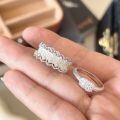 wholesale S925 Sterling Silver French Lace Filigree Ring, Vintage Luxury, Openwork Engraved Adjustable Ring-0-2