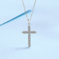 wholesale PT950 Gold Plated 925 Sterling Silver Cross Pendant Necklace for Women with Moissanite, Factory Direct Wholesale in Stock-0-0
