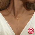 wholesale S925 Sterling Silver Y-shaped Diamond Accent Daily Wear Choker Necklace-0-1