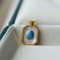 wholesale S925 Sterling Silver Plated 18K Gold Natural Sleeping Beauty Turquoise White Mother-of-Pearl Pendant Fashion Versatile Necklace Factory Wholesale-0-2
