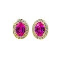 wholesale 925 Silver Plated Gold 1-carat Oval Pink Cubic Zirconia Earrings, Simple and Stylish, Versatile for Resale-0-4