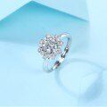 925 Sterling Silver Moissanite Teardrop Flower Ring-0-2