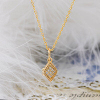 wholesale S925 silver plated with 14k gold, French vintage minimalist double-sided openable pendant with white zirconia-White zirconium double-sided pendant (chain not included)  925 silver