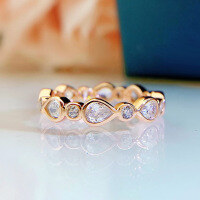 wholesale S925 Sterling Silver New Pear-Shaped Teardrop Ring for Foreign Trade Cross-BorderIns Style Hot Seller-Rose Gold 8