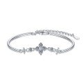 S925 Sterling Silver Adjustable Four-Leaf Clover & Moissanite Bracelet-0-3