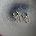 wholesale 9K Gold Metal Chiffon Skirt Double Layer Chain Tassel Elegant Small Hoop Earrings Japanese Korean Style-0-3