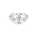 wholesale S925 Sterling Silver Irregular Line Oval Opal Moonstone Ring, Women's Korean Style Minimalist Niche Luxury Design Band-0-4
