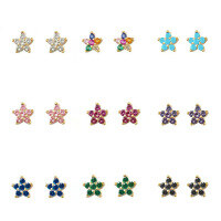 wholesale S925 Sterling Silver Plum Blossom Stud Earrings Sweet and Delicate Ins Style Petal Diamond Inlaid Earrings Women Cross-Border Wholesale-Gold-Purple Diamond 925 Silver
