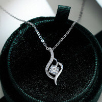 Sterling Silver 50-Point Moissanite Pendant Necklace for Women, Drop Shipping-50-unit allocation chain (empty)  925 silver