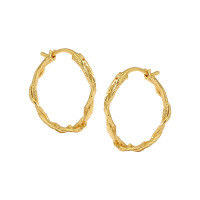 wholesale S925 Sterling Silver Pretzel Twist Hoop Earrings for Women, Minimalist Style, Small and Unique Geometric Silver Earrings-18K Gold [Swimming] 925 Silver