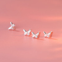 wholesale S925 silver small and simple butterfly earrings, cute, sweet, fresh, and suitable for daily wear, women's M01288-S925 silver pair>925 silver