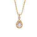 wholesale S925 silver plated 14K gold with labradorite and white zircon, spring new French minimalist necklace-0-4