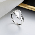 wholesale S925 Sterling Silver Wide Leaf Design Ring Hip Hop Punk Style Trendy Fashion Versatile Index Finger Ring for Men and Women-0-0