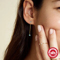 wholesale S925 Sterling Silver Long Tassel Turquoise Earrings with Inlaid Crystals,Ins。-0-3
