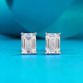 wholesale S925 Sterling Silver New High-Carbon Diamond Earrings Cut Simulated Square Zirconia Stud Earrings Simple Women's Live Broadcast Best-Seller-0-0