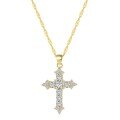 wholesale S925 Sterling Silver European and American Cross Pendant Necklace for Women, Minimalist and Versatile with Zirconia Collarbone Chain-0-13