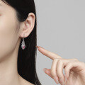 wholesale S925 Sterling Silver Cross-Border Synthetic Gemstone Earrings, European and American Fashion Personalized Ear Drops for Women, Small Minimalist Design Ear Accessories-0-3