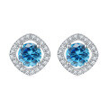 wholesale 925 Sterling Silver Gemstone Zircon Diamond Stud EarringsFull Square Earrings Silver Earrings High-end Wholesale-0-7