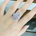 wholesale S925 Sterling Silver Cross-Border Hit Pink Sakura Ice-Cut Diamond Ring for Women Banquet Direct from Manufacturer-0-3
