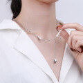 wholesale S925 Sterling Silver Small Natural Freshwater Pearl Angel Wing Tassel Heart Happy Collarbone Necklace for Women-0-3