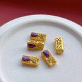 wholesale S925 ancient method gold-plated silver fittings set with natural sugilite hand plaques, bead setting spacer beads for DIY hand stringing and braiding-0-1