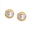 wholesale 18K Gold Vintage New Style Natural Pearl Earrings for Women, Fashionable and Unique Retro Design-0-1