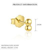 wholesale S925 Sterling Silver Minimalist Geometric Rose Earring Set for Women-E4846-Two balls/a pair 4mm 925 silver