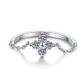 S925 Silver Light Luxury Clover Ring with Moissanite, Minimalist and Versatile for Daily Commute-0-3