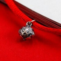 wholesale S925 Sterling Silver DIY Ruyi Small Lock Charm Accessory, As You Wish Oil Pressed Light Craft Red String Threaded Pendant-Antique Ruyi Small Lock Bag
