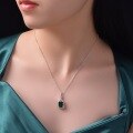wholesale Metal material first: 27ct 8*10mm Cultured Emerald Pendant Necklace for Women, High-end Sense Collarbone Chain 40+5cm-0-2