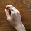 wholesale S925 Sterling Silver JA187 Korean Version CHIC Style Minimalist Smooth Wide Square Open Ring-0-3