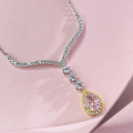 wholesale S925 Sterling Silver New Drop-shaped One-carat Pink Diamond Necklace Imported High-carbon Diamond Pendant for Women Minimalist-0-2